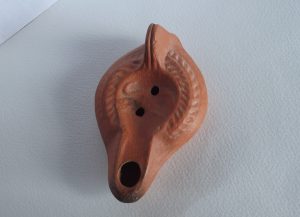 4th C. Redware Lamp Galloping Pony