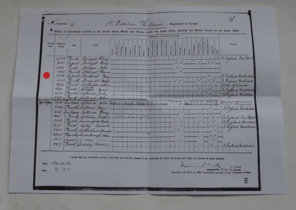 QSA 3 Clasps RL:WT: Surrey Regt.