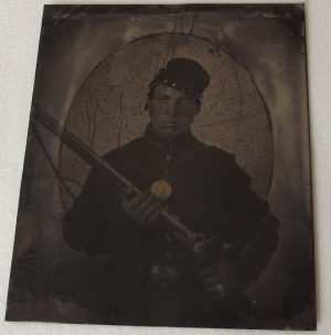 Sixth Plate Tintype Armed Federal Soldier