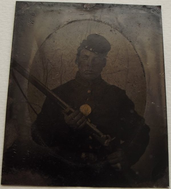 Sixth Plate Tintype Armed Federal Soldier