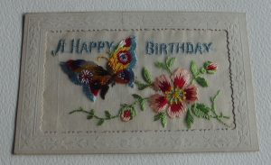 WWI Silk Butterfly Happy Birthday