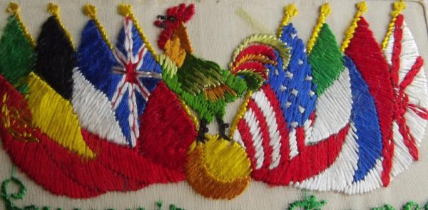 WWI Silk French Cockerel