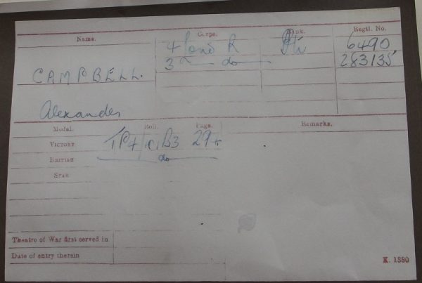 Pte. A. Campbell 4-London Regt. K.I.A.